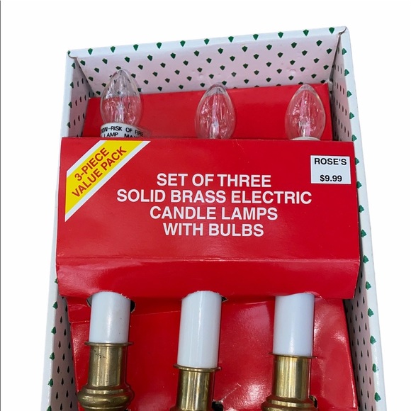 Solid brass electric candle lamps; vintage - Picture 2 of 3